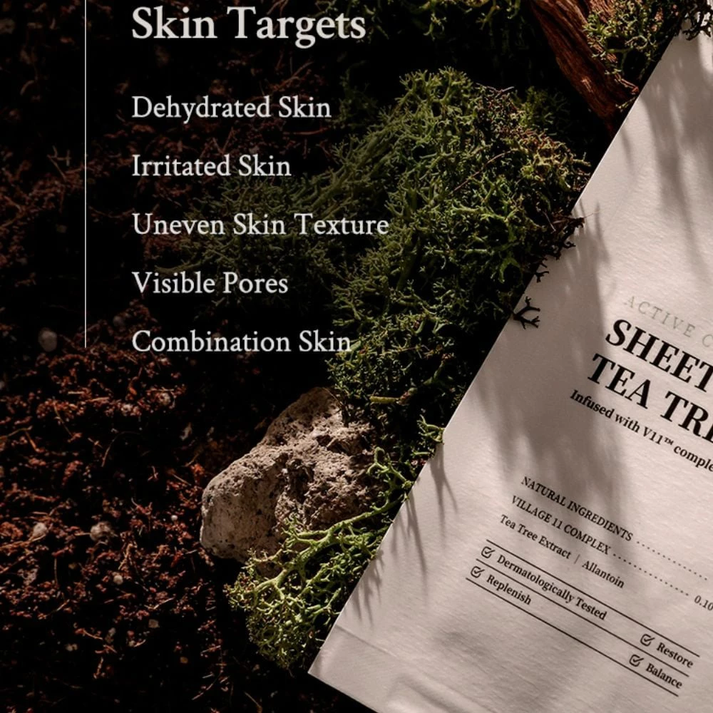 VILLAGE 11 FACTORY Active Clean Sheet Mask Tea-Tree Masca de fata - calmare si hidratare, 23 gr