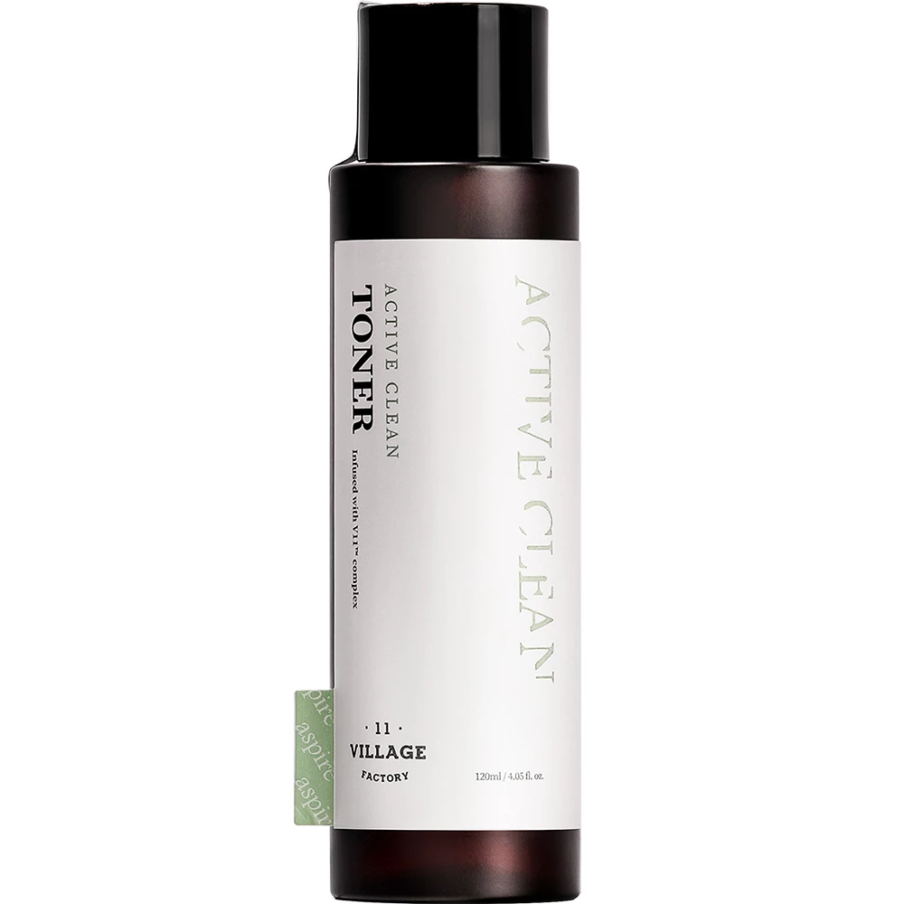 VILLAGE 11 FACTORY Active Clean Toner Toner antibacterian pentru fata - Hidratare si exfoliere delicata, 120 ml