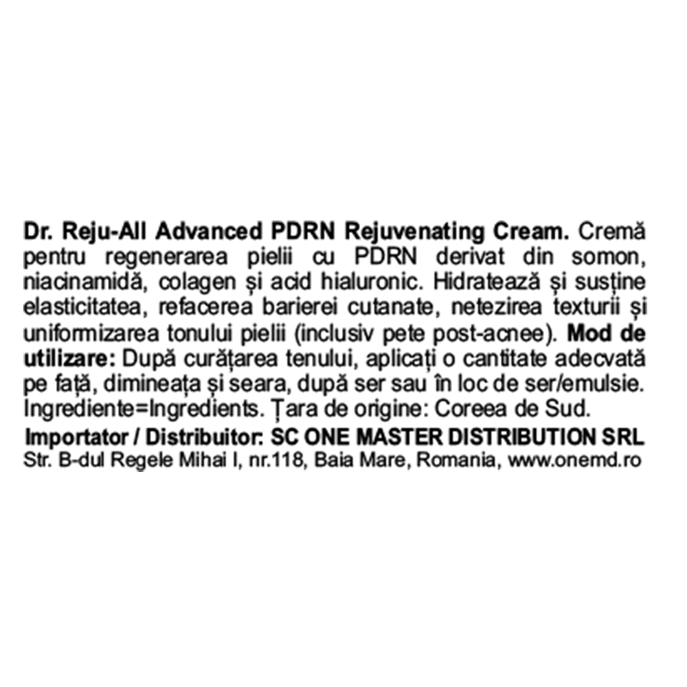 DR.REJU-ALL Advanced PDRN Rejuvenating Cream - crema de fata formulata cu PDRN si niacinamida, care contribuie la sustinerea regenerarii pielii si la imbunatatirea aspectului general al tenului - 20 ml