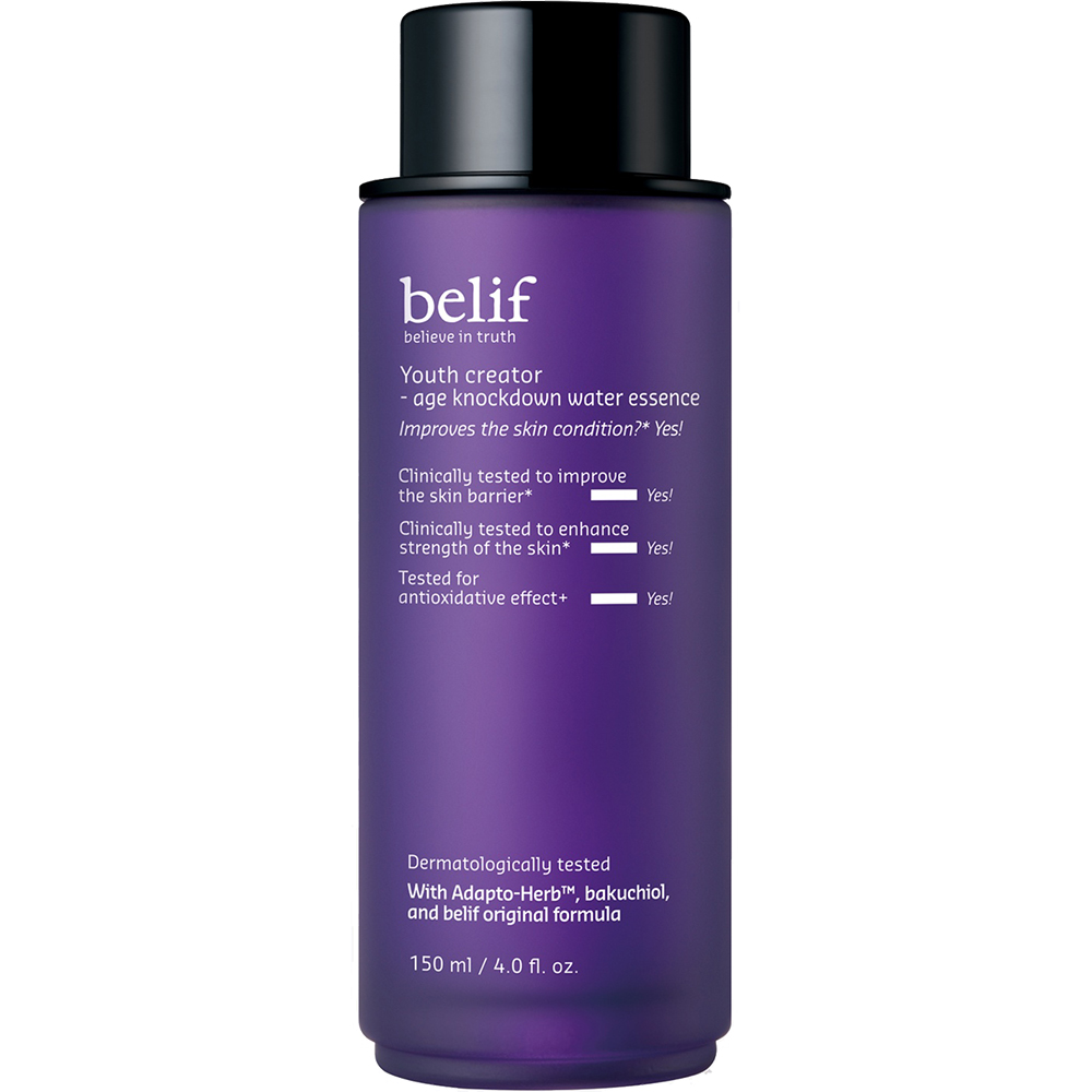 BELIF Age Knockdown Water Essence - esenta formulata cu bakuchiol si ATP, care contribuie la sustinerea barierei cutanate si la imbunatatirea fermitatii pielii - 150 ml