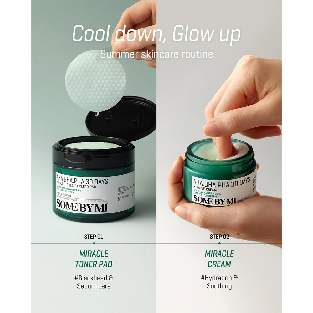 SOME BY MI Aha-Bha-Pha 30 Days Miracle Truecica Clear Pad dischete - exfoliere si calmare si protectie, 70 buc