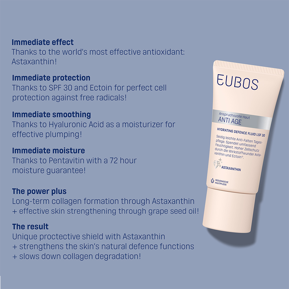 EUBOS Anti Age Hydrating Defence Fluid crema de fata SPF 30 - hidratare si protectie, 50 ml
