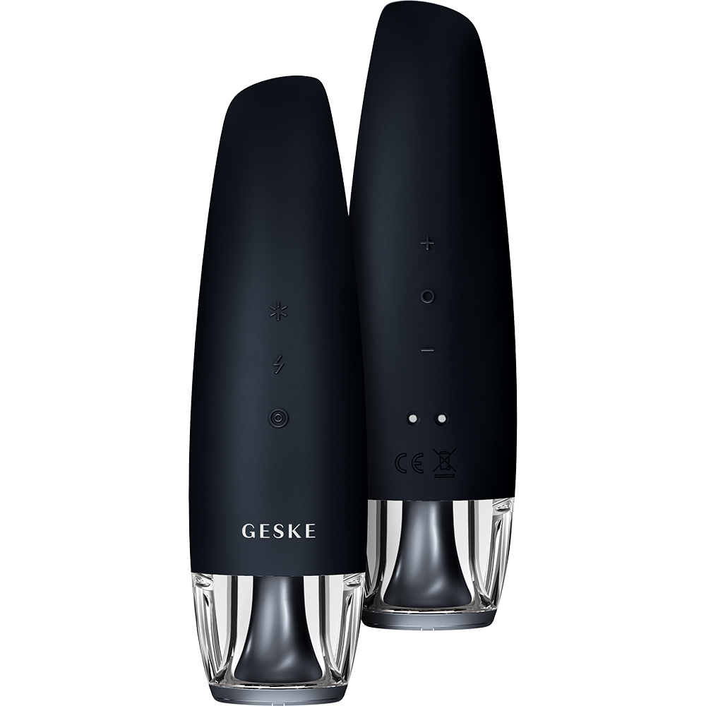 GESKE Anti-Aging Skin Renewer 9 in 1 - Aparat multifunctional 9 in 1 cu microcurent, lumina LED si tehnologie RF, pentru tonifiere rapida, regenerarea pielii si efect anti-aging avansat - Black