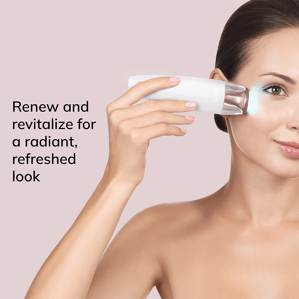 GESKE Anti-Aging Skin Renewer 9 in 1 - Aparat multifunctional 9 in 1 cu microcurent, lumina LED si tehnologie RF, pentru tonifiere rapida, regenerarea pielii si efect anti-aging avansat - Starlight