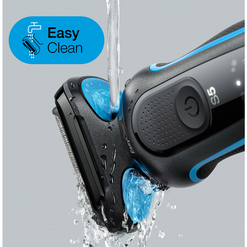 Aparat De Ras 50-B1000S Series 5 Wet & Dry Shaver, 2 Accesorii, 3 Lame Flexibile, Waterproof, Albastru