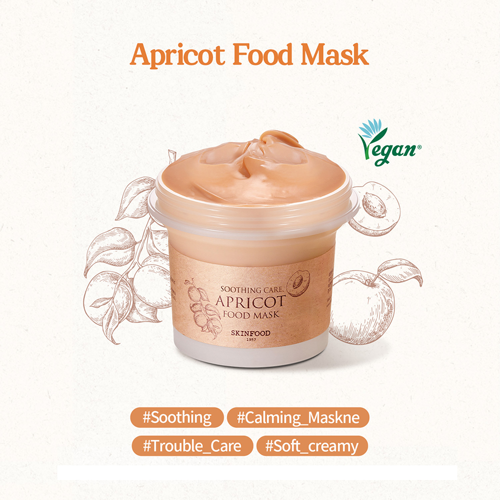 Mască de față calmantă Skinfood Apricot Food Mask cu 10% extract de caise și calamină - 120 g