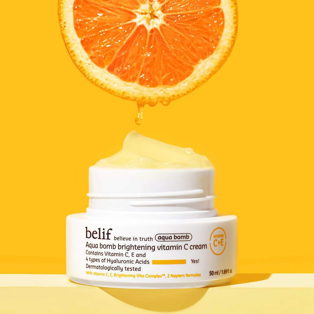BELIF Aqua Bomb Brightening Vitamin C - crema de fata formulata cu vitamina C si acid hialuronic, care contribuie la hidratarea pielii si la imbunatatirea luminozitatii - 50 ml