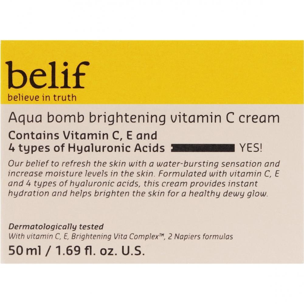 BELIF Aqua Bomb Brightening Vitamin C - crema de fata formulata cu vitamina C si acid hialuronic, care contribuie la hidratarea pielii si la imbunatatirea luminozitatii - 50 ml