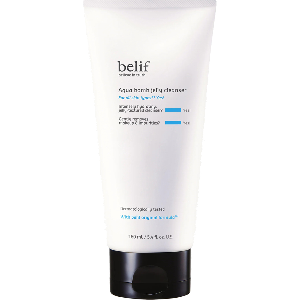 BELIF Aqua Bomb jelly cleanser - gel de curatare formulat cu aminoacizi si glicerina, care contribuie la indepartarea machiajului, impuritatilor si excesului de sebum si la metinerea confortului pielii - 160 ml