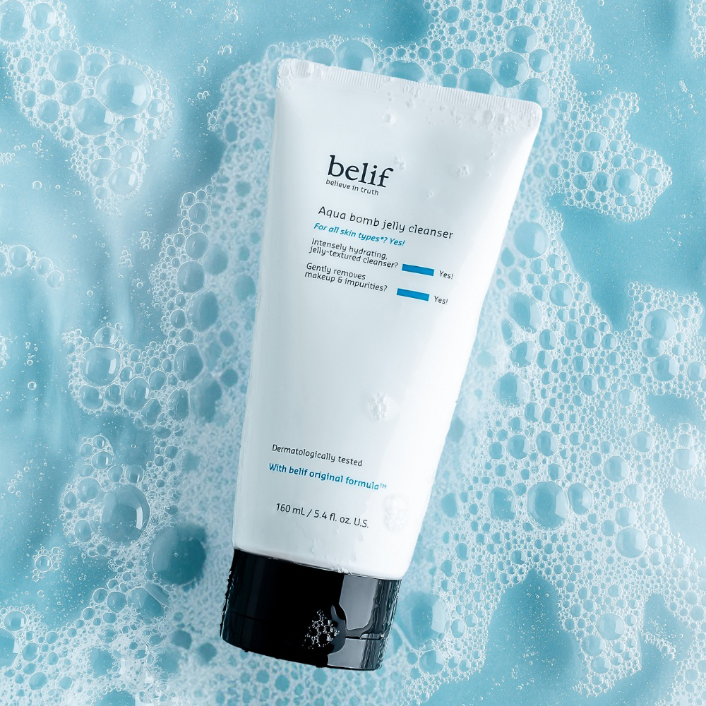 BELIF Aqua Bomb jelly cleanser - gel de curatare formulat cu aminoacizi si glicerina, care contribuie la indepartarea machiajului, impuritatilor si excesului de sebum si la metinerea confortului pielii - 160 ml