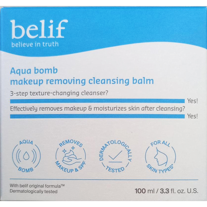 BELIF Aqua Bomb Makeup Removing Balm - balsam de curatare formulat cu vitamina E si extract de afine, care contribuie la mentinerea hidratarii pielii - 100 ml