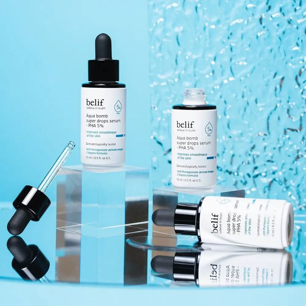 BELIF Aqua Bomb Ser pentru fata PHA 5% - Exfoliere delicata si hidratare intensa, 15 ml