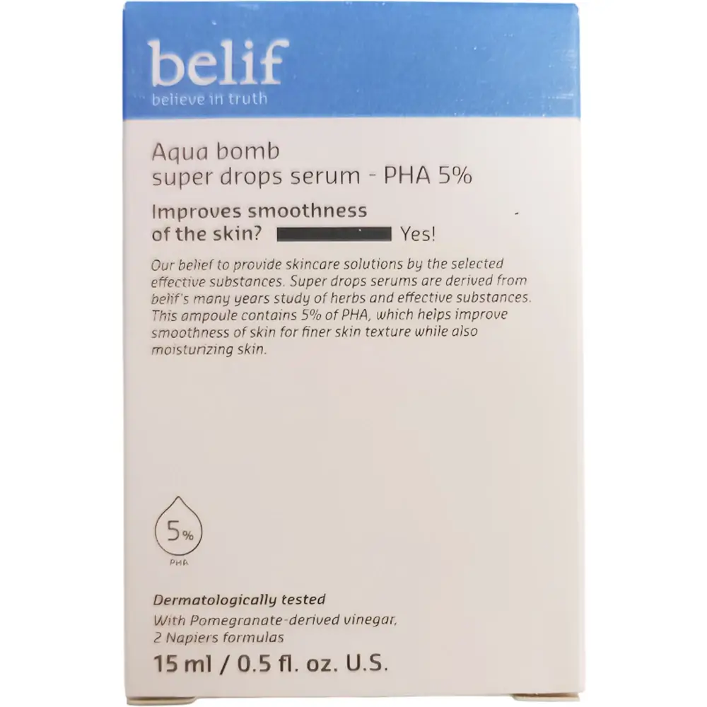 BELIF Aqua Bomb Ser pentru fata PHA 5% - Exfoliere delicata si hidratare intensa, 15 ml
