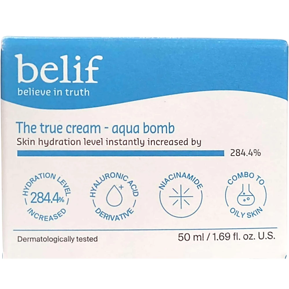 Belif The True Cream Aqua Bomb Cremă de față 50 ml – Cremă-gel hidratantă cu acid hialuronic și niacinamidă