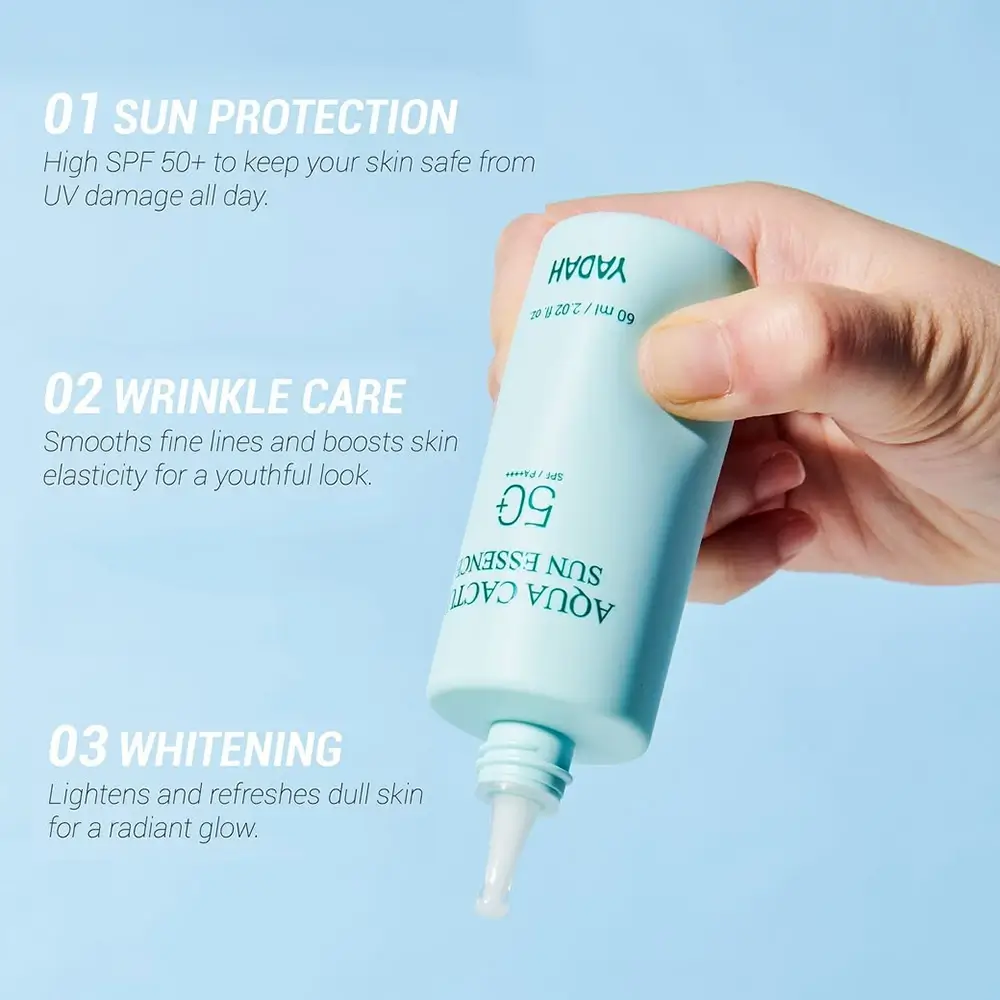 YADAH Aqua Cactus Esenta Solara SPF50+ - Hidratare si Protectie UV Lejera, 60 ml