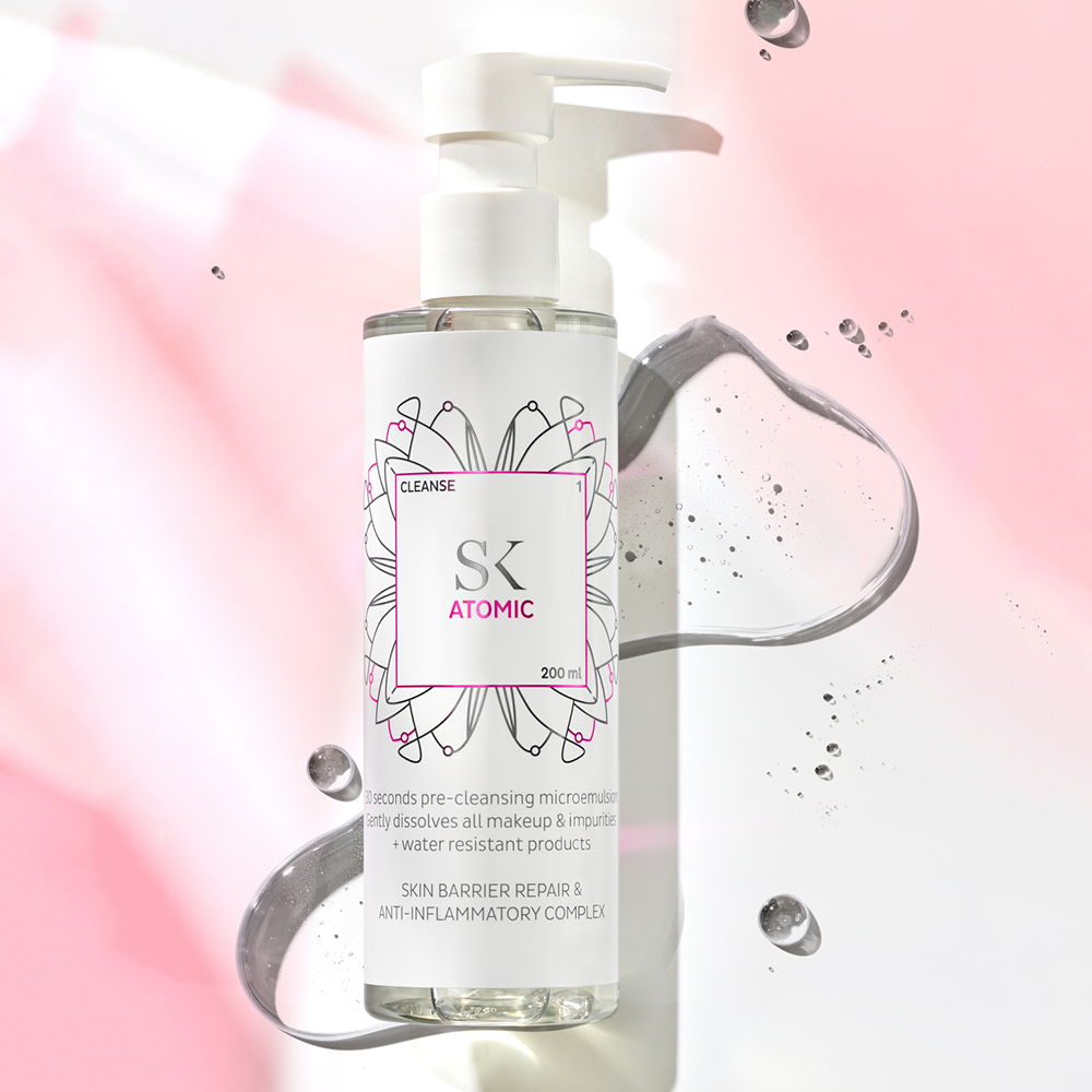 SKINTEGRA Atomic 200 ml - ulei de curatare formulat cu trigliceride caprilice si bisabolol, care contribuie la curatarea impuritatilor si machiajului de pe ten si la metinerea confortului cutanat