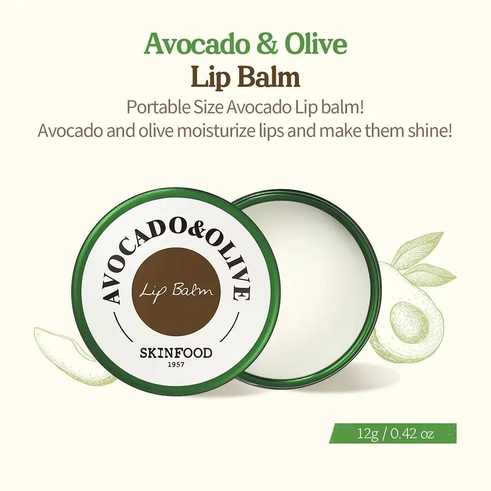 SKINFOOD Avocado and Olive Balsam de Buze Intens Hidratant Natural - Hidratare si Stralucire Buze Uscate, 10g