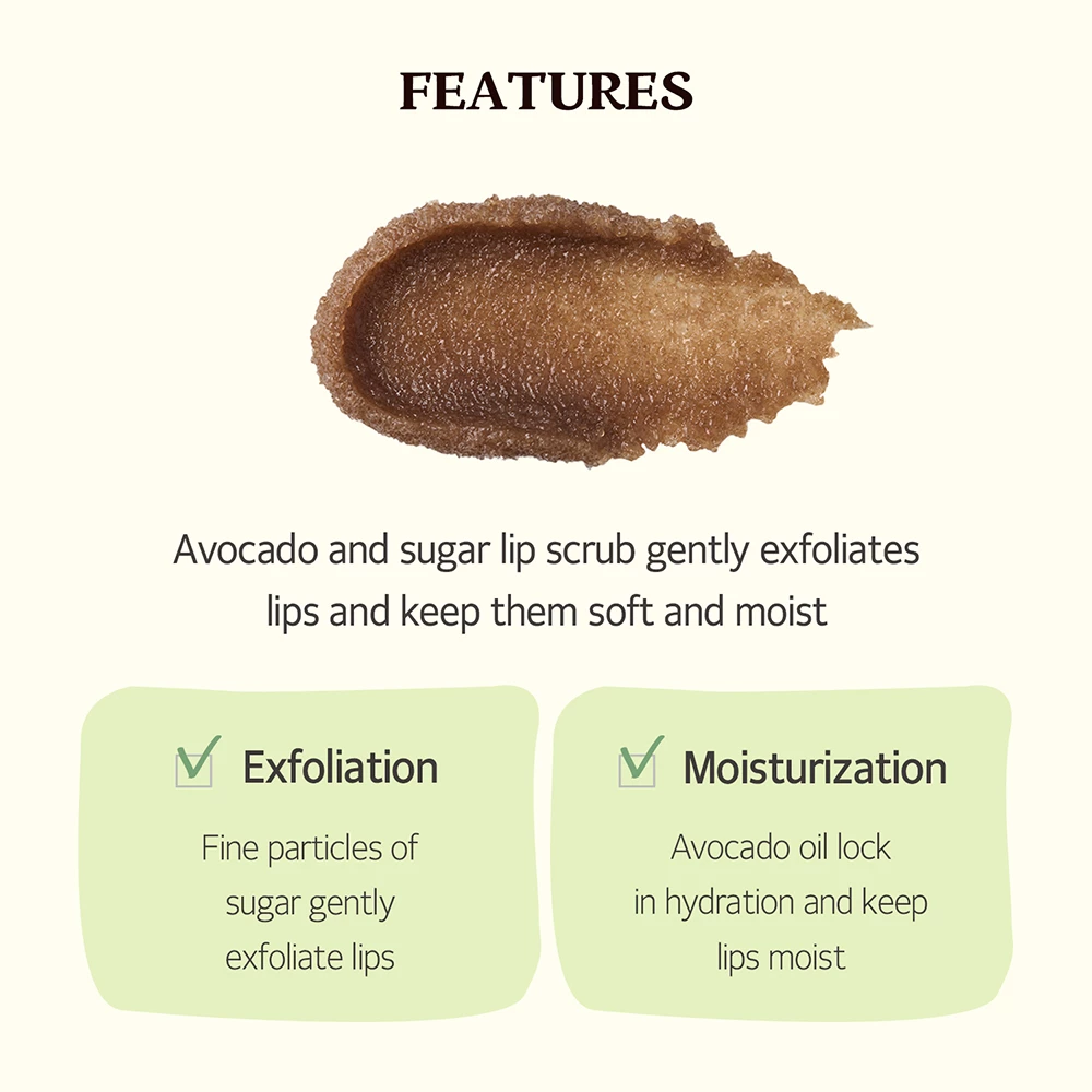SKINFOOD Avocado and Sugar Exfoliant de Buze - Exfoliere Delicata si Hidratare Intensa, 14 gr