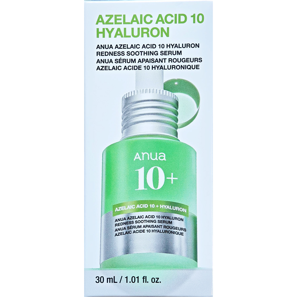 ANUA Azelaic Acid 10 Hyaluron Redness Soothing Serum, 30 ml - Ser de fata formulat cu acid azelaic si acid hialuronic, care contribuie la calmarea pielii sensibile si iritate si la mentinerea hidratarii de durata