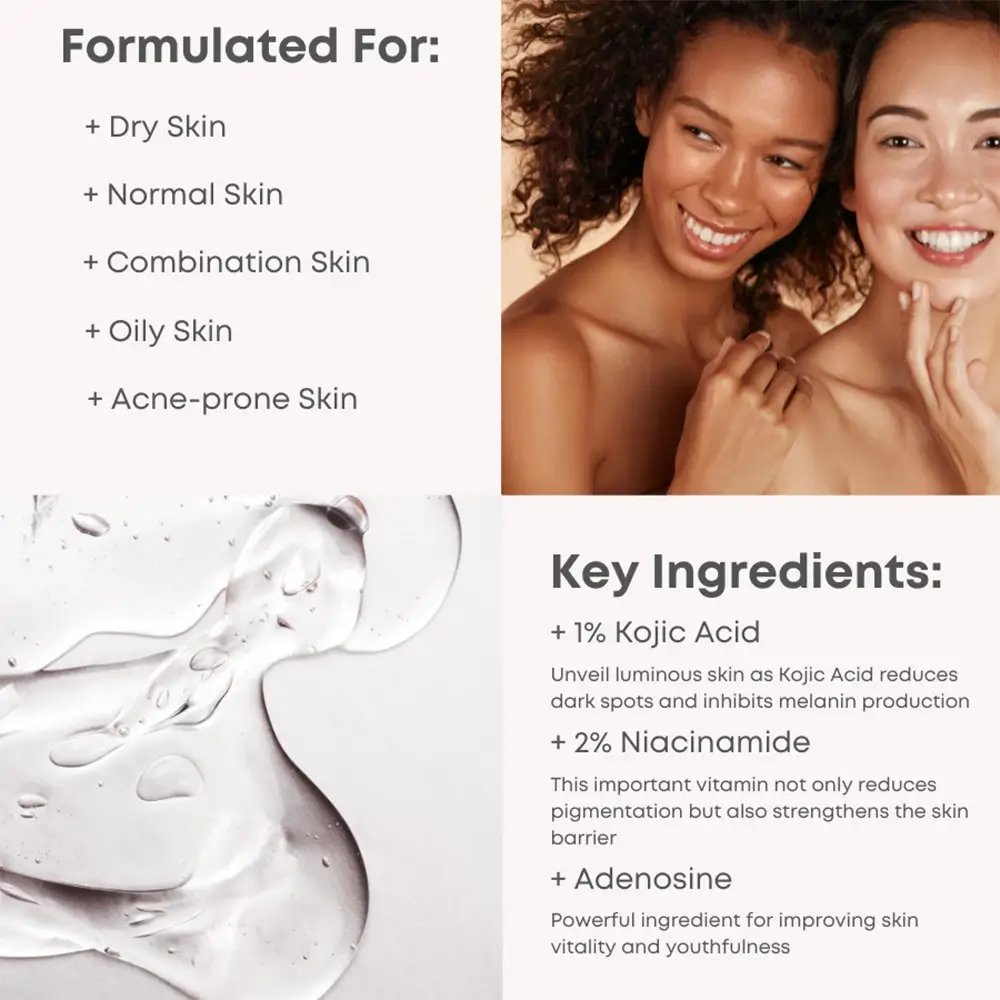 NINE LESS B-Boost Toner pentru fata 1% Acid Kojic - Luminozitate si uniformizare ten