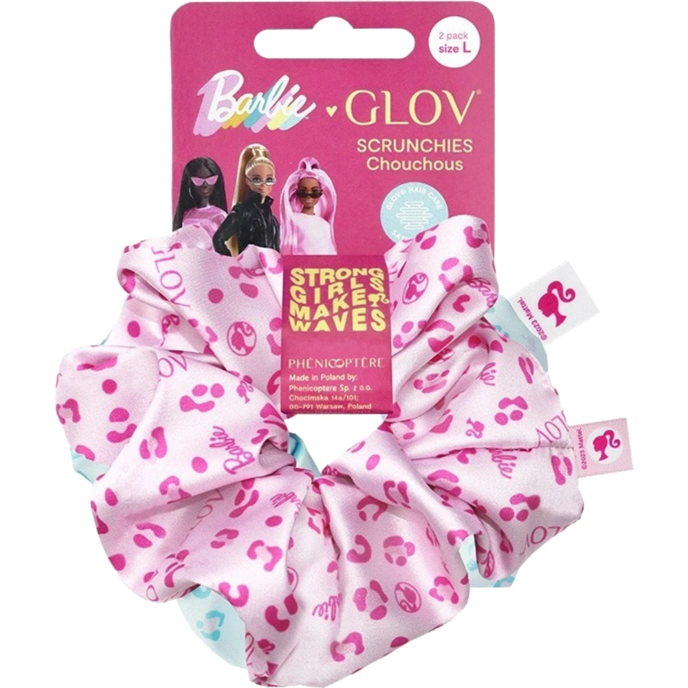 GLOV Barbie Elastice de Par Roz si Albastru - Fixare Delicata si Protectie pentru Par, 2 Bucati