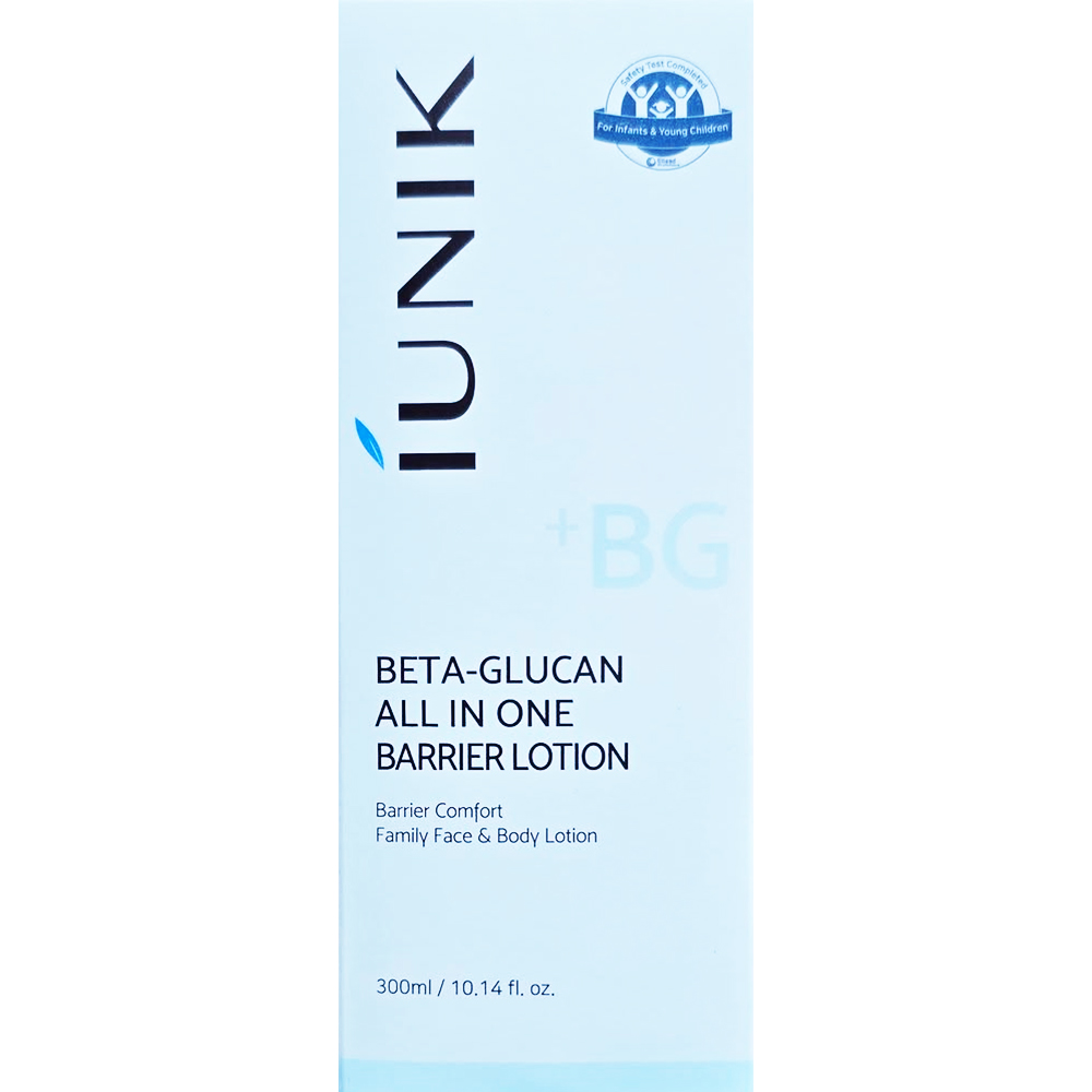 IUNIK Beta Glucan All In One Barrier Lotion, 300 ml - Lotiune de corp formulata cu beta-glucan si pantenol, care contribuie la mentinerea echilibrului hidrolipidic al pielii si la mentinerea confortului pielii