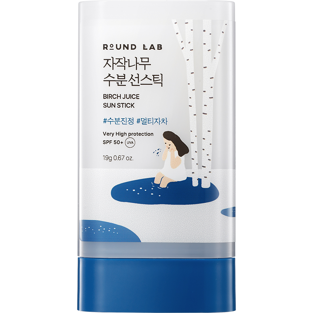 ROUND LAB Birch Juice Sun Stick SPF 50+, , 19 gr - stick pentru fata formulat cu seva de mesteacan si acid hialuronic, care contribuie la mentinerea hidratarii si la protejarea pielii impotriva efectelor negative ale radiatiilor UV