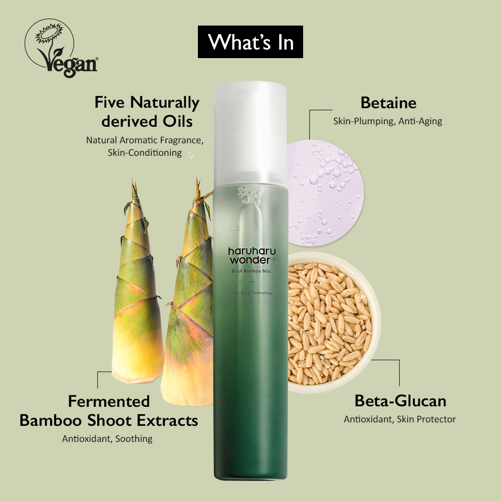 HARUHARU WONDER Black Bamboo Mist, 150 ml - Mist facial formulata cu extract de bambus fermentat si betaina, care contribuie la calmarea pielii si la metinerea echilibrului apa-ulei