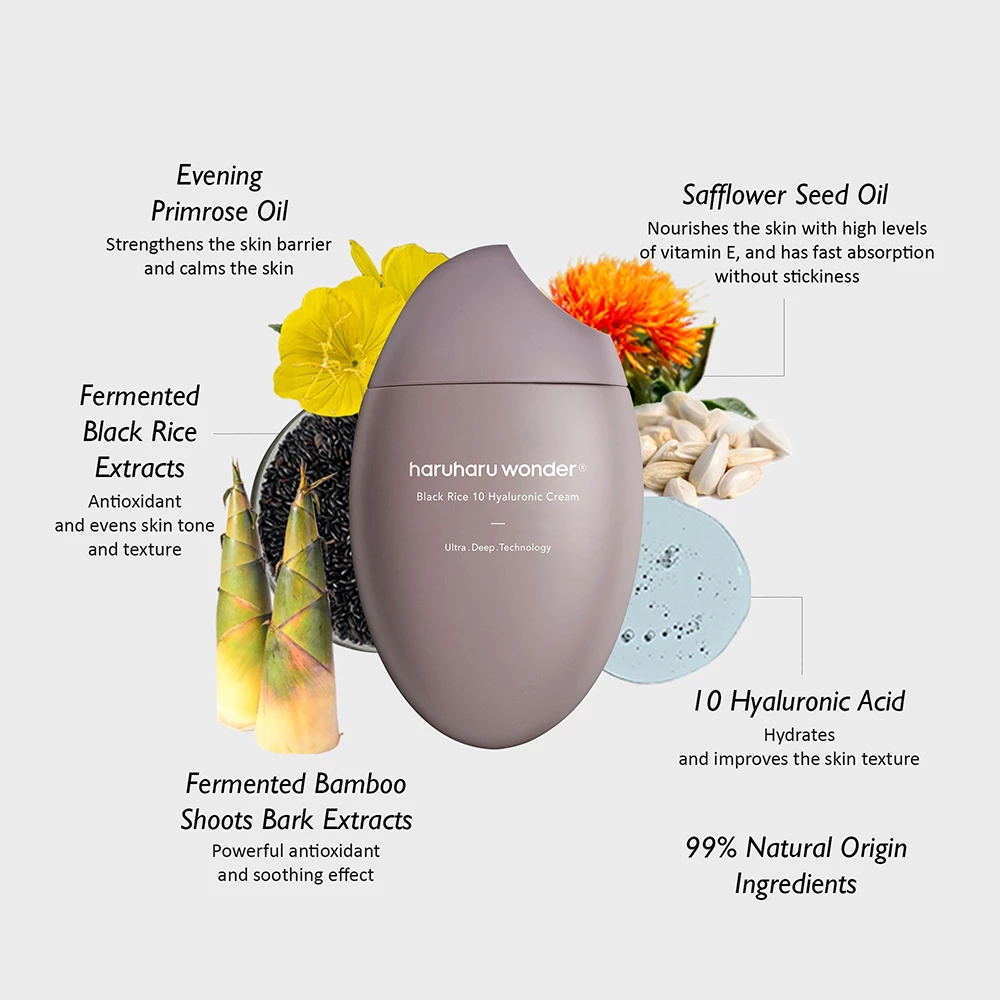 HARUHARU WONDER Black Rice 10 Hyaluronic Cream crema de fata - hidratare si hranire, 50 ml