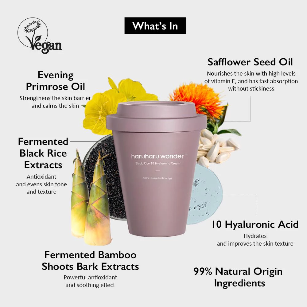 HARUHARU WONDER Black Rice 10 Hyaluronic Cream crema de fata - hidratare si hranire, 90 gr