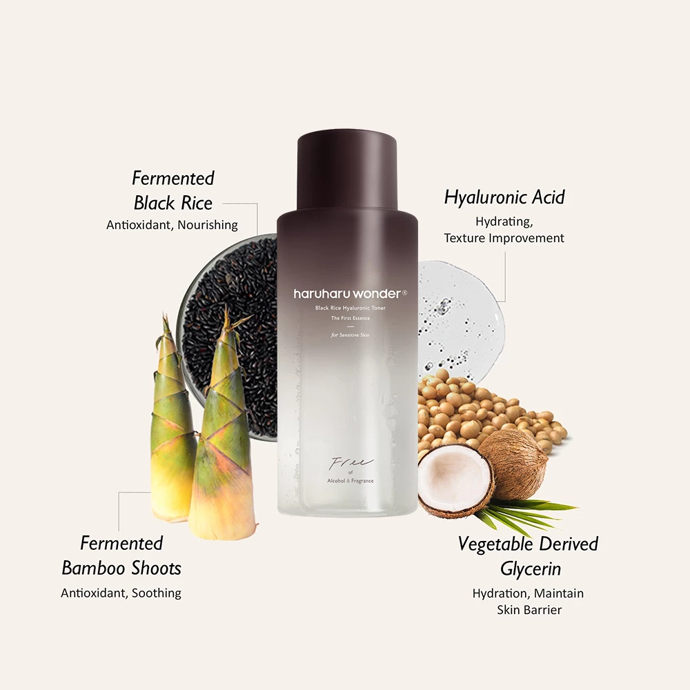 HARUHARU WONDER Black Rice Hyaluronic Toner Free of Alcohol and Fragrance toner - hidratare si calmare, 300 ml