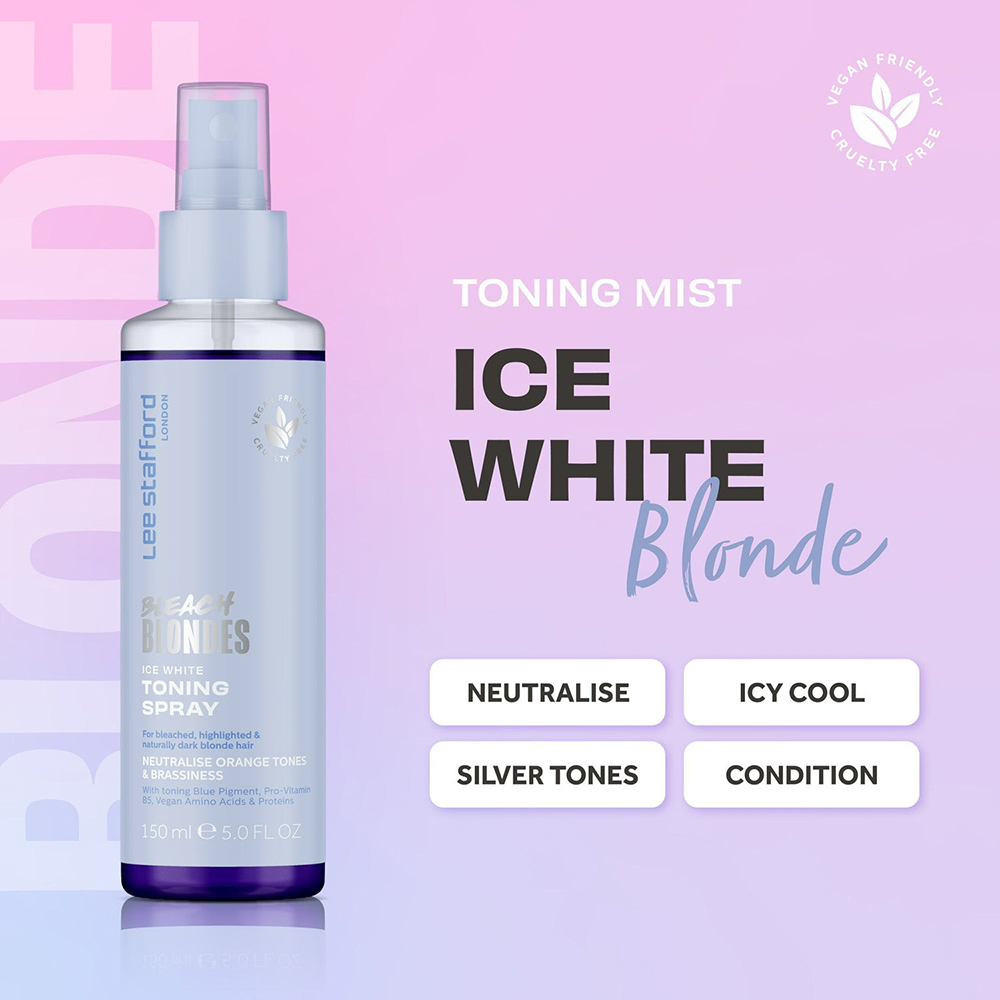 LEE STAFFORD Bleach Blondes Ice White Toner Correcting Spray Balsam - neutralizare si descurcare, 150 ml