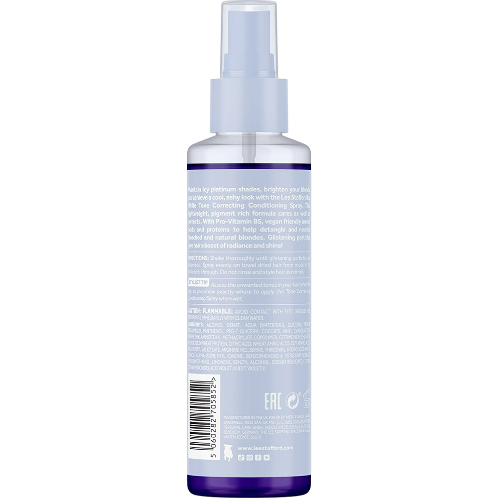 LEE STAFFORD Bleach Blondes Ice White Toner Correcting Spray Balsam - neutralizare si descurcare, 150 ml