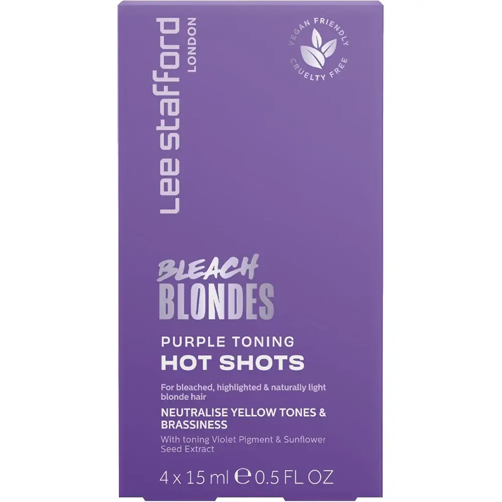 LEE STAFFORD Bleach Blondes Balsam Nuantator Purple Hot Shots - Neutralizare Rapida si Stralucire pentru Par Blond, 4x15ml