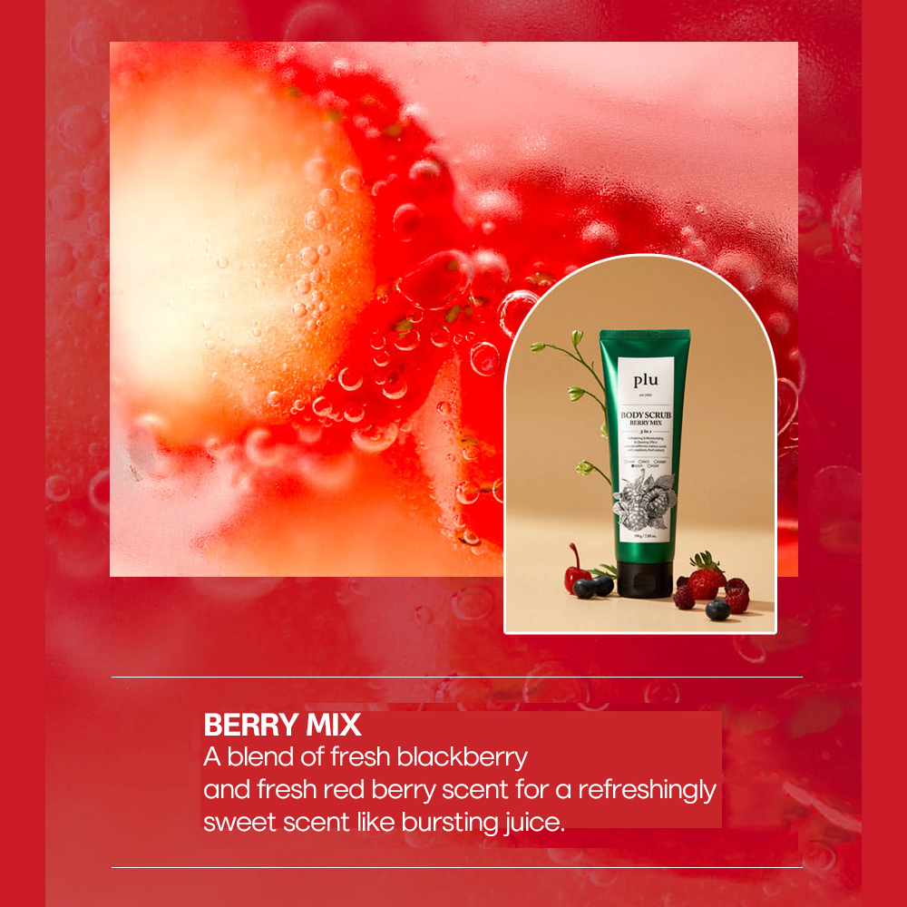 PLU Body Scrub Berry Mix – Exfoliant de Corp cu Extract de Fructe de Pădure, 200 gr | Hidratare și Revitalizare