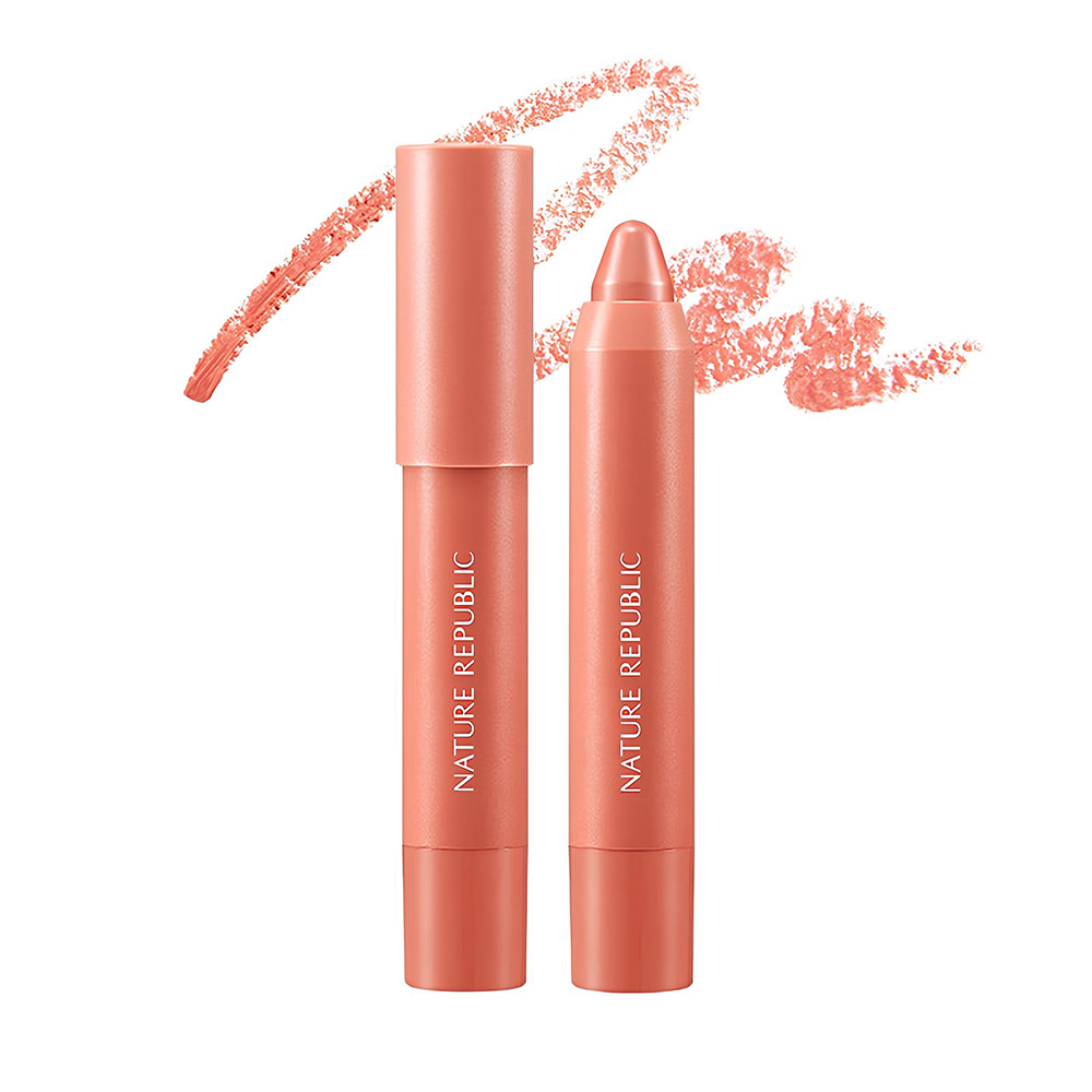 Nature Republic By Flower Eco Crayon Lip Velvet 01 Angel Blush – Ruj Creion Velvet, 5 g | K-beauty