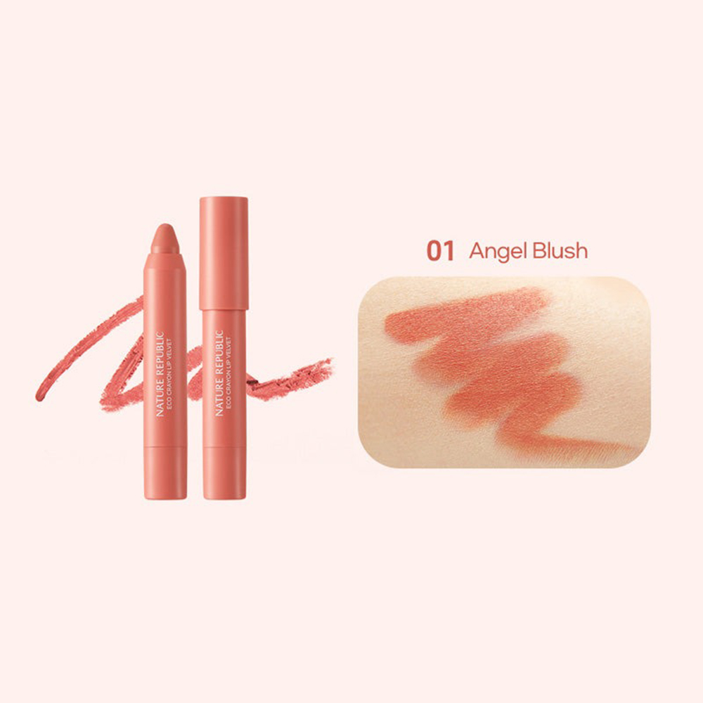 By Flower Eco Crayon Lip Velvet 01 Angel Blush Ruj creion