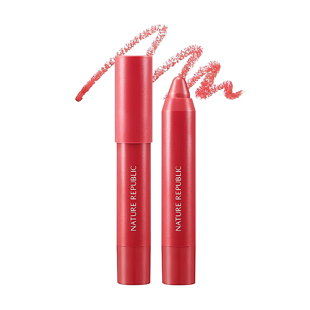 Nature Republic By Flower Eco Crayon Lip Velvet 03 Hibiscus – Ruj Creion Velvet, 5 g | K-beauty