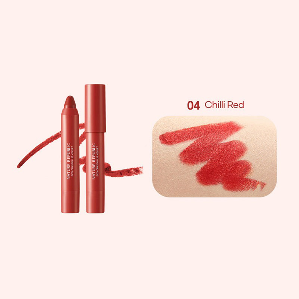 By Flower Eco Crayon Lip Velvet 04 Chilli Red Ruj creion