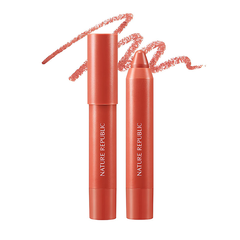 Nature Republic By Flower Eco Crayon Lip Velvet 05 Darjeeling Latte – Ruj Creion Velvet, 5 g | K-beauty