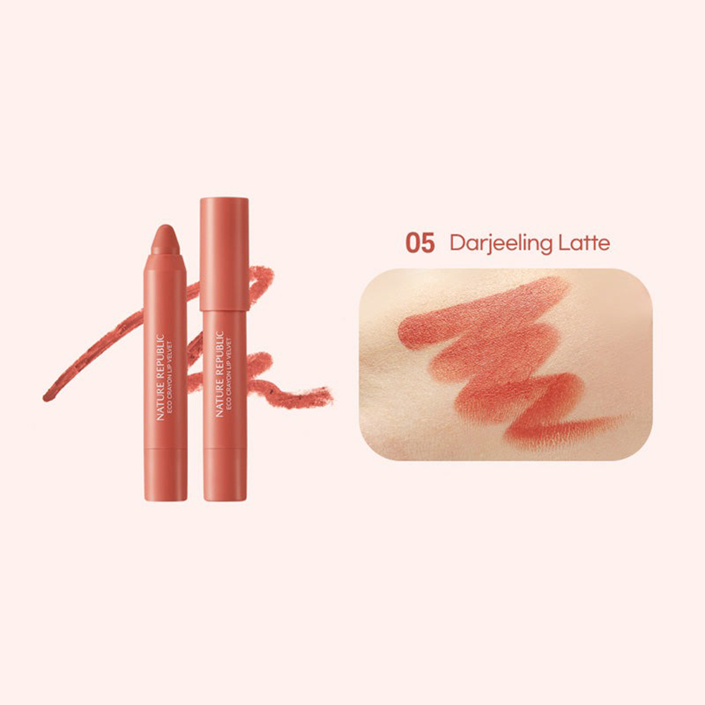 By Flower Eco Crayon Lip Velvet 05 Darjeeling Latte Ruj creion