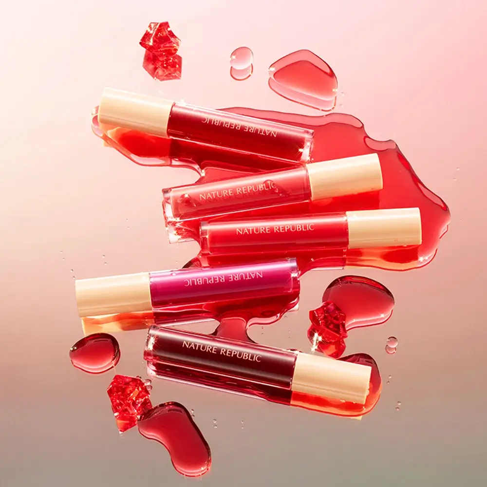 NATURE REPUBLIC By Flower Nuantator Gel pentru buze 04 Lovey Pink - Hidratare intensa si culoare vibranta, 4.5g