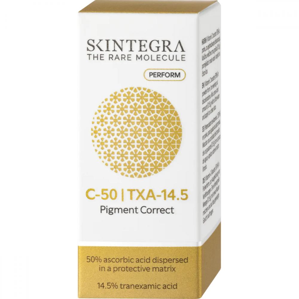 SKINTEGRA C-50 TXA-14.5 Pigment Correct, 4.5 gr - pudra de fata formulata cu acid ascorbic si acid tranexamic, care contribuie la uniformizarea nuantei tenului si la reducerea aspectului hiperpigmentarii