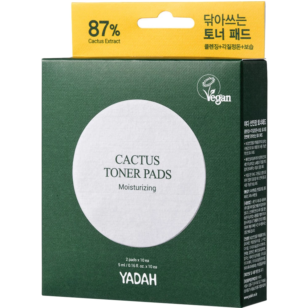 YADAH Cactus Toner Dischete Exfoliante x10 - Hidratare si Exfoliere Intensa cu Extract de Cactus, 2 dischete x10