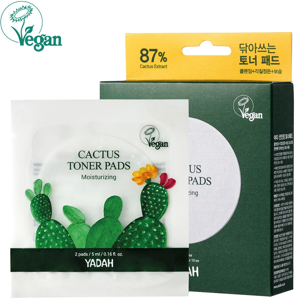 YADAH Cactus Toner Dischete Exfoliante x10 - Hidratare si Exfoliere Intensa cu Extract de Cactus, 2 dischete x10
