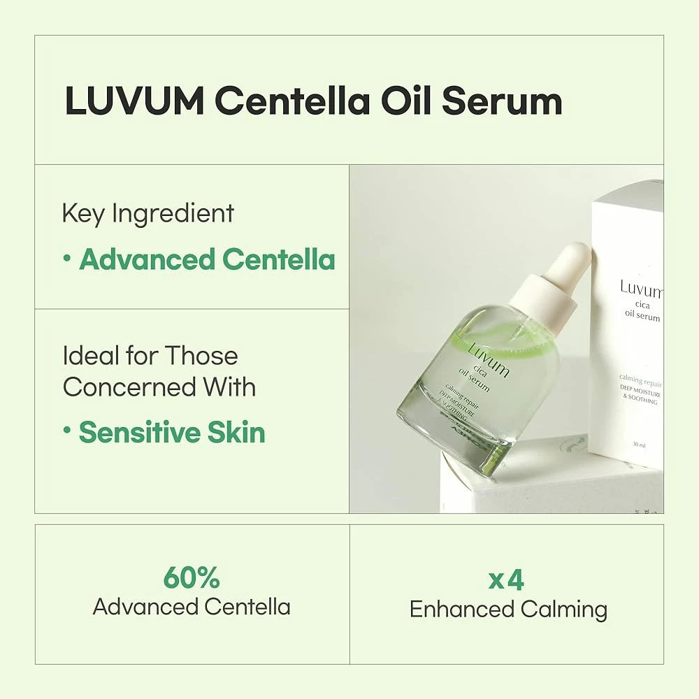 LUVUM Calming Repair Cica Oil Serum - Calmare, regenerare si hidratare pentru pielea sensibila , 30 ml