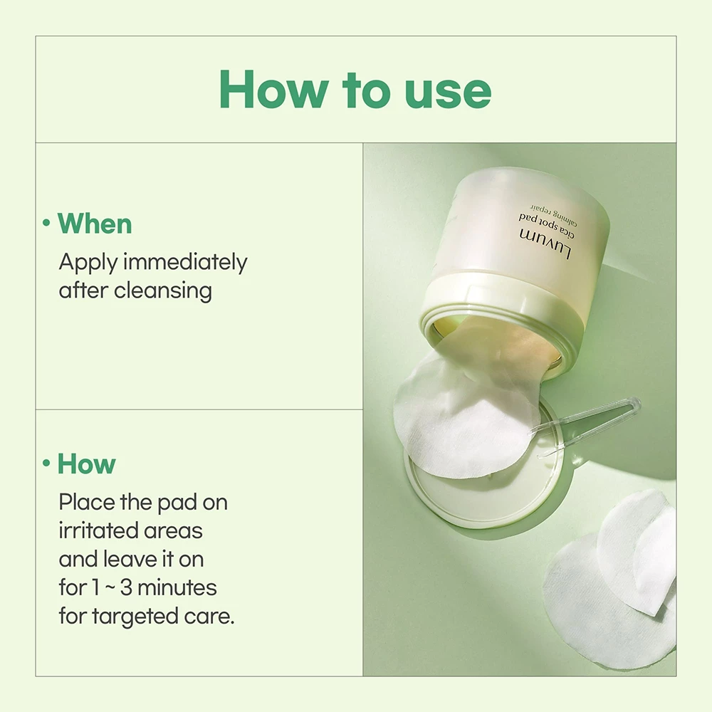LUVUM Calming Repair Cica Spot Pad toner - calmare si refacere si hidratare, 60 buc