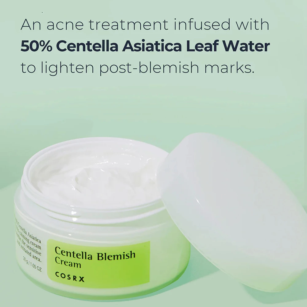 COSRX Centella Blemish Cream – Cremă calmantă cu extract de Centella Asiatica și oxid de zinc pentru tenul cu imperfecțiuni - 30 ml