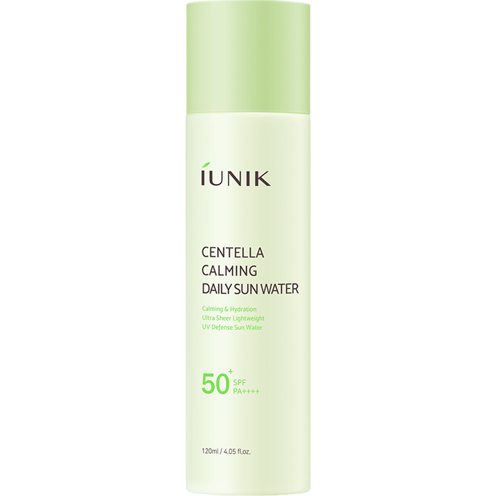 IUNIK Centella Calming Daily Sun Water SPF50 PA++++, 120 ml - Toner de fata formulat cu Centella Asiatica si pantenol, care contribuie la protejarea pielii impotriva razelor UVA si UVB si la metinerea nivelului optim de hidratare