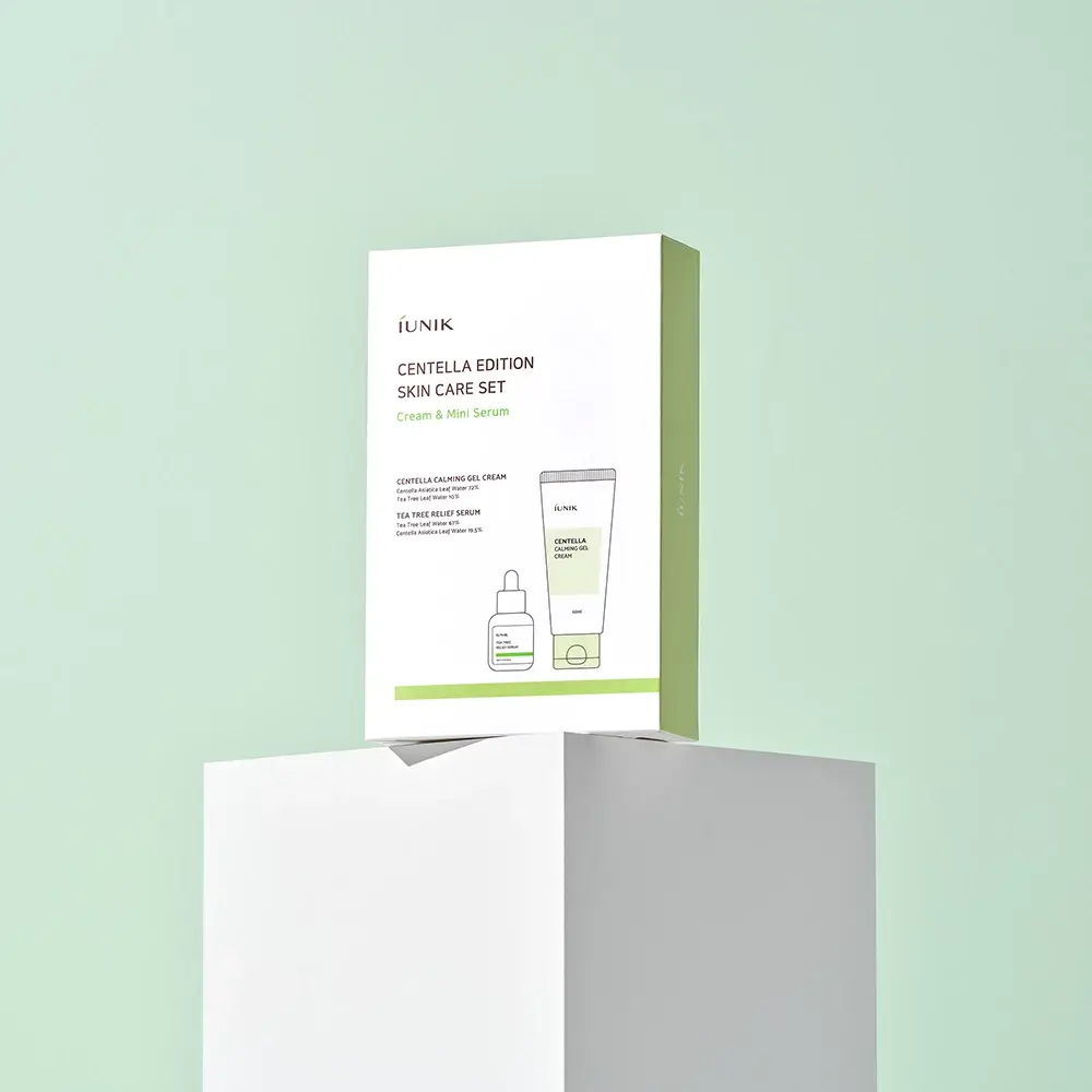 IUNIK Centella Edition Set Ingrijire pentru Fata - Calmare, Hidratare si Regenerare cu Centella si Arbore de Ceai, 50ml + mini ser